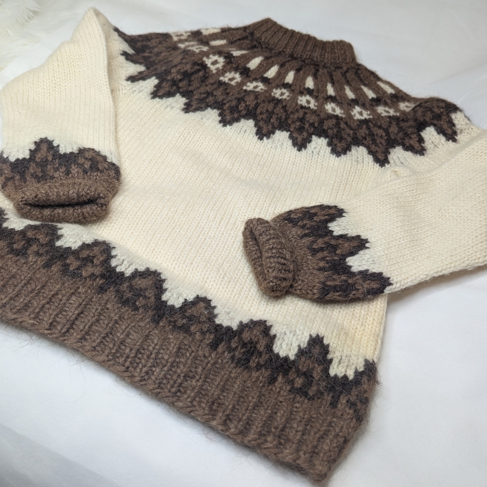 Vintage Rare 1970's Hand Knit Shetland Wool Fair Isle Sweater